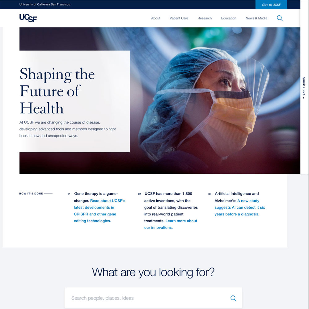 screenshot of UCSF.edu