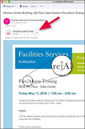 Screenshot of email message as text, as denoted by the i-beam cursor.