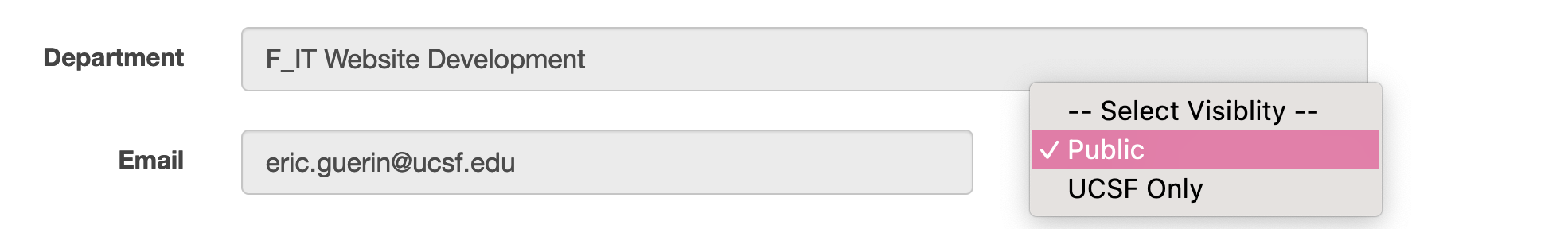 Image of Email setting for Public option