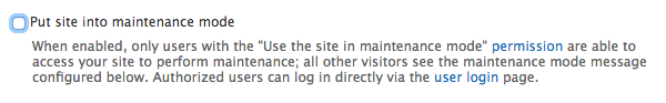 Image of Maintenance mode checkbox.